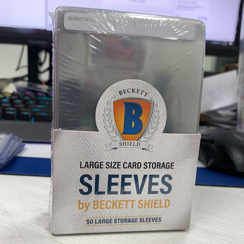 Beckett Shield Large Size Card Storage Sleeves 50 Pack (Semi-Regid Sleeves)